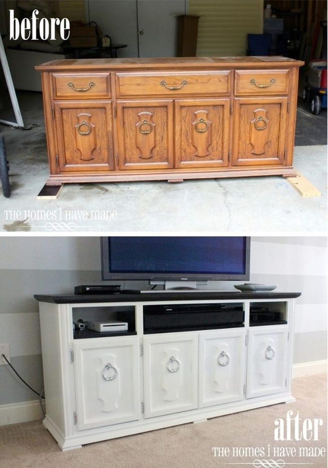 White Vintage Buffet Tv Stand