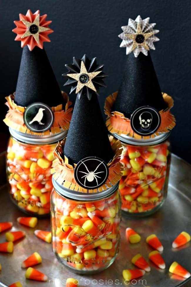 Witch Hat Candy Corn Jars