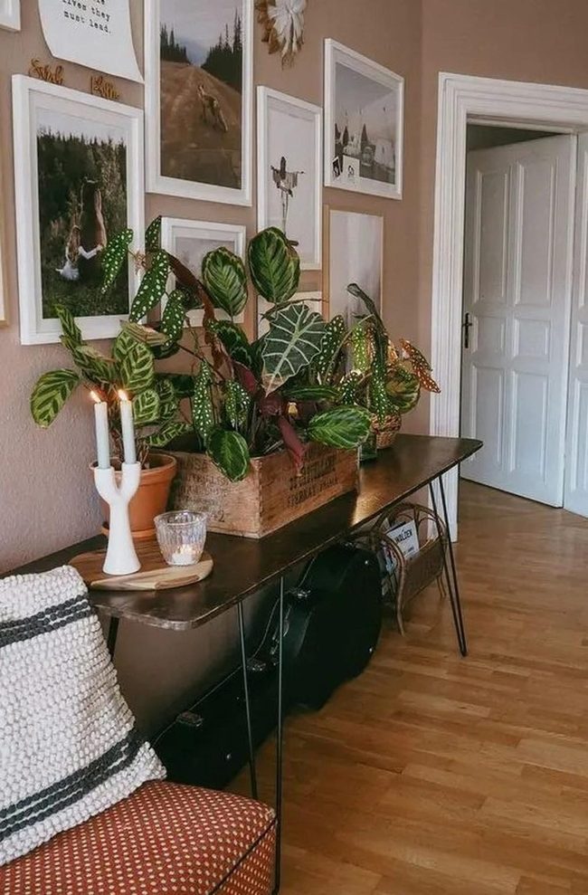 Brown Wood Warmth With Green Accents
