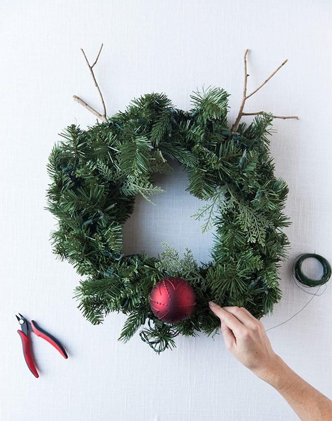 Fresh Pine And Red Ornaments