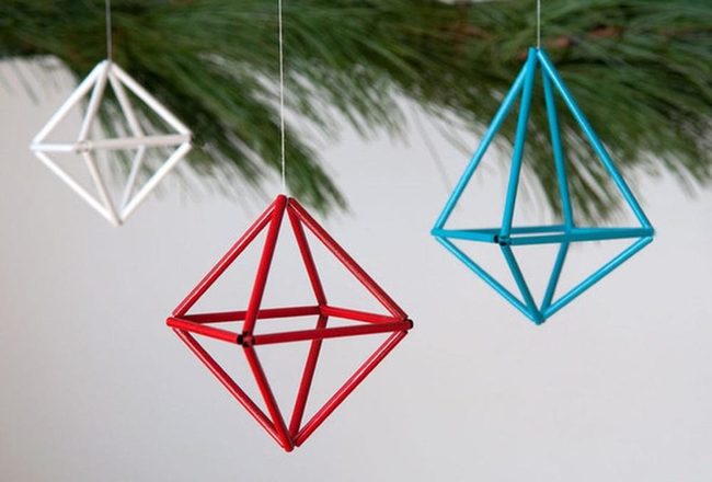 Geometric Red Blue White Diamonds
