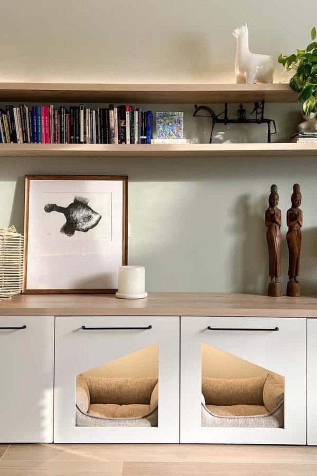 White Systems Unit With Pet Cutouts