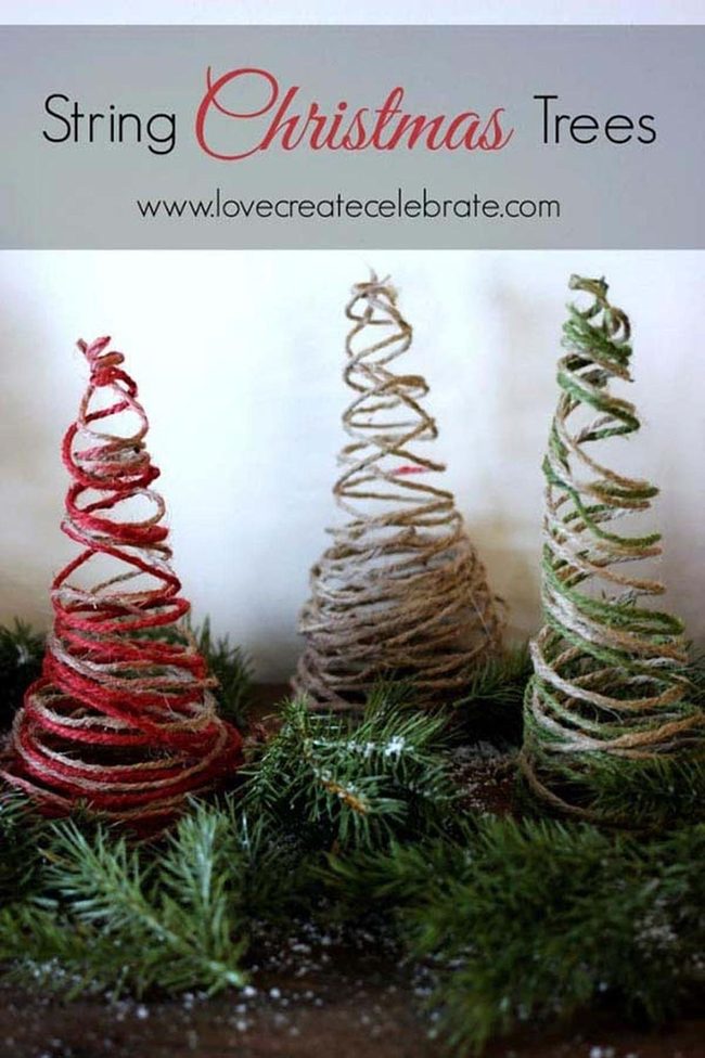 Handwoven Twine Christmas Trees