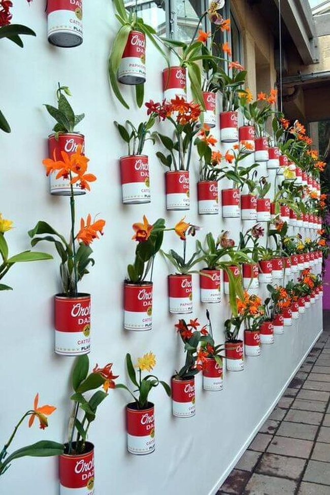 Red Flowers Stacked Metal Garden