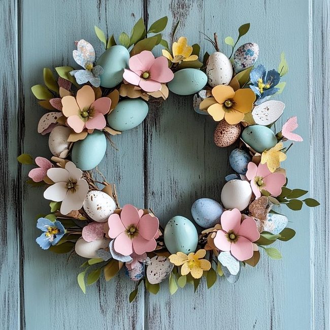 Pastel Egg Cup Spring Wreath