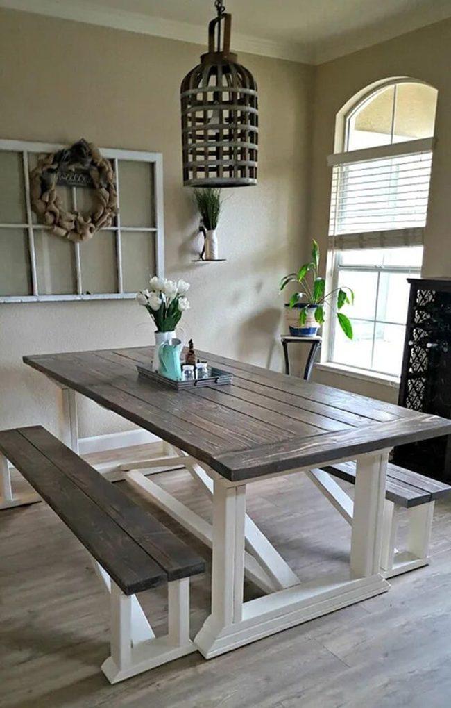Dark Wood Top, Crisp White Legs