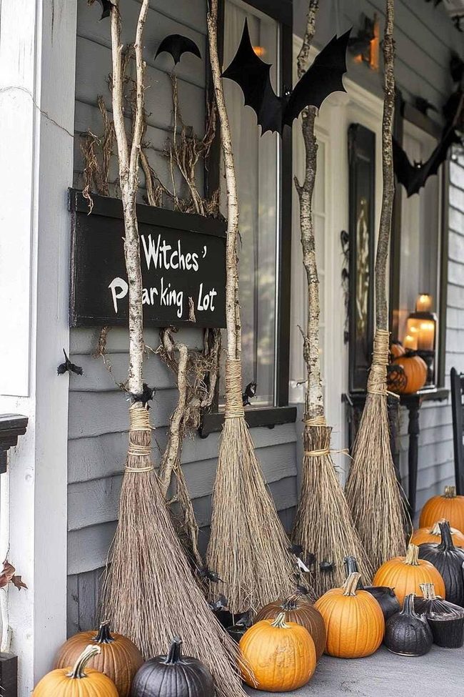 Vintage Broomstick Porch Display