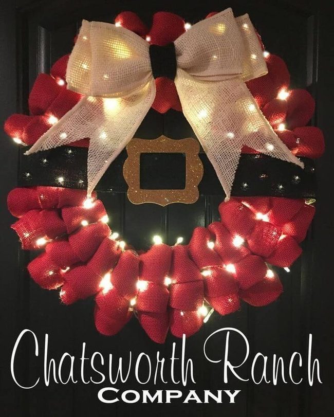Illuminated Santa Belt Wreath
