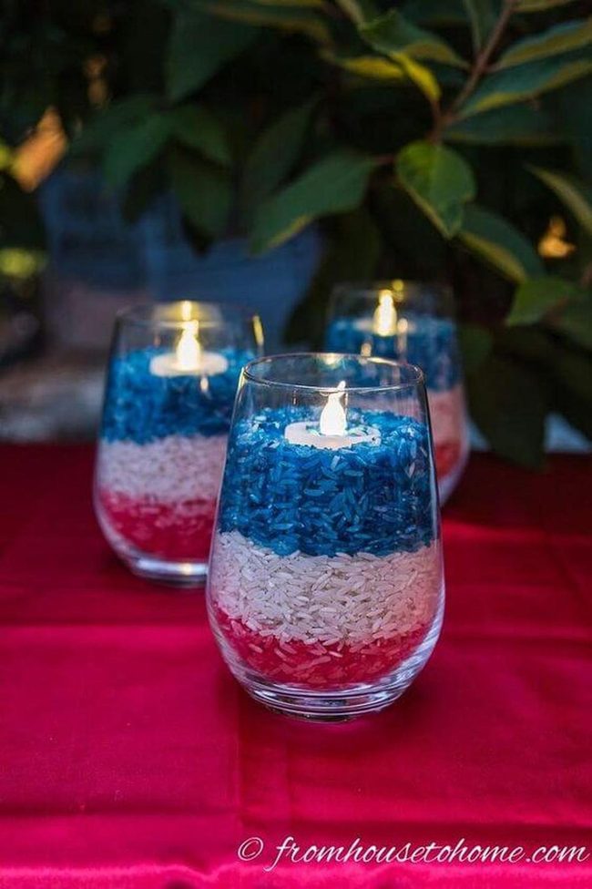 Red, White, Blue Candlelit Holders
