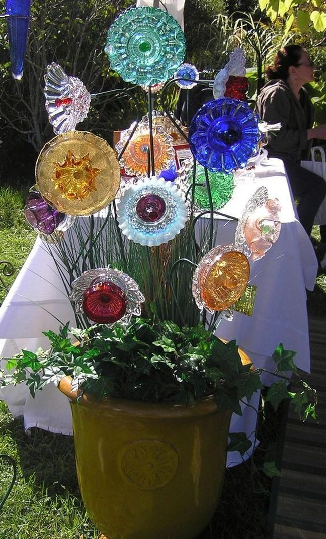 Colorful Glass Blooms Reflecting Light