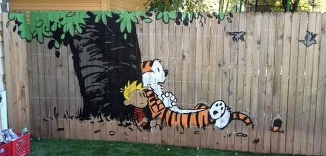 Calvin And Hobbes Pallet Fence Art