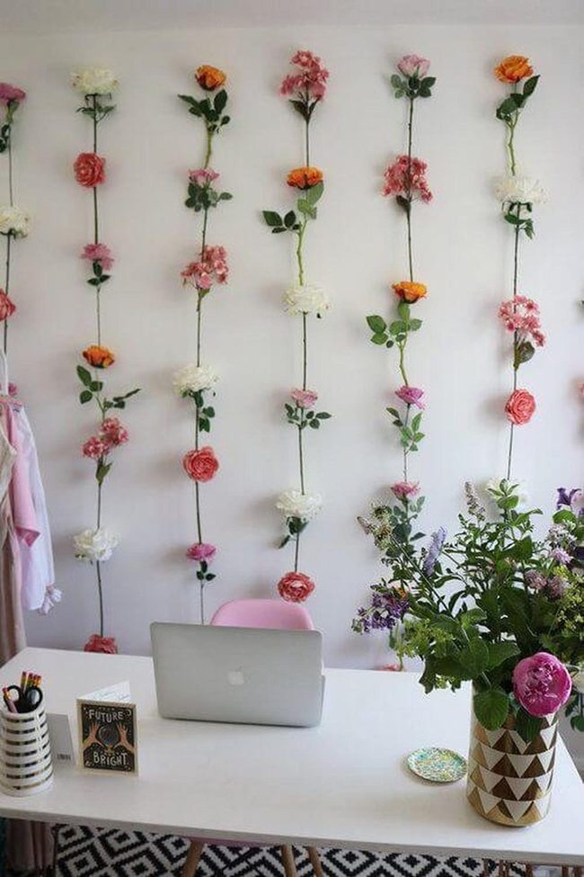 Cascading Artificial Flower Wall