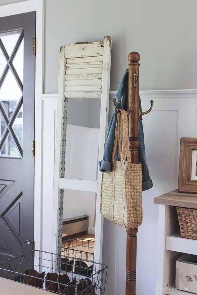 Weathered Wood Shutter Coat Rack