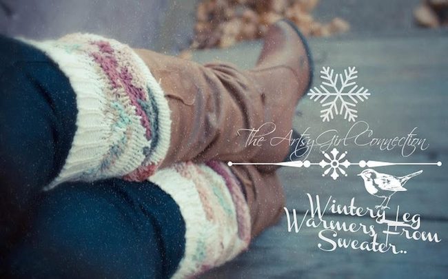 Knit Leg Warmers Winter Blue