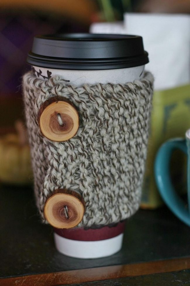Charcoal Wool Cup Sleeves