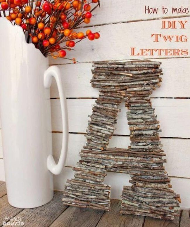 Natural Stick Letters, Fresh Flowers