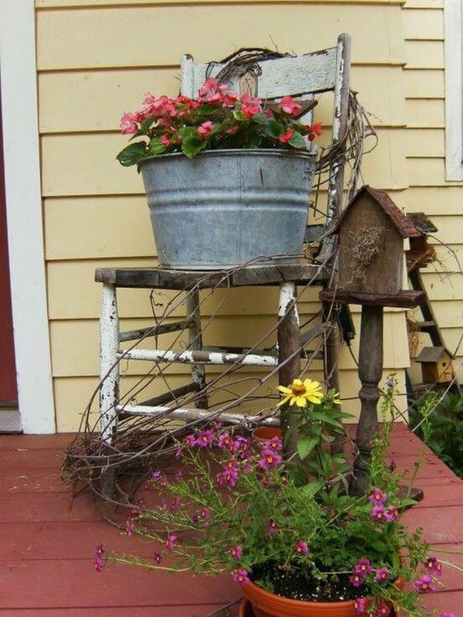 Metal Bucket Blooms Display