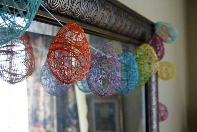 Yarn-Wrapped Egg Lights Rainbow