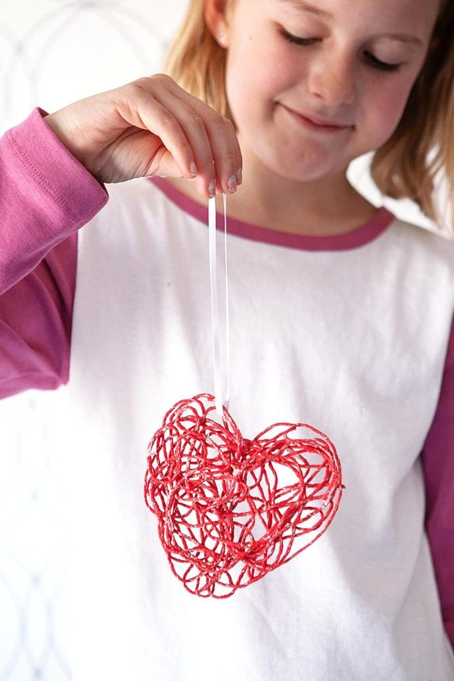 Handmade String Hearts In Purple