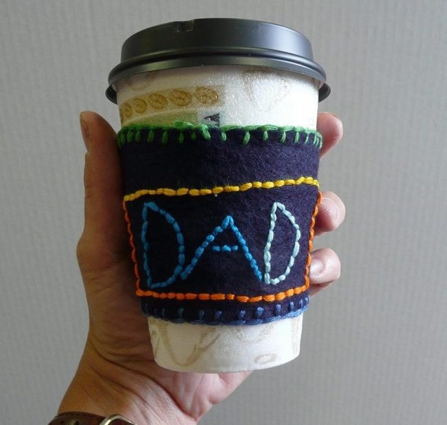 Blue Dad Embroidered Coffee Sleeve