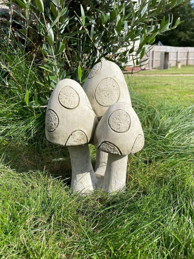 Carved Stone Mushroom Statues