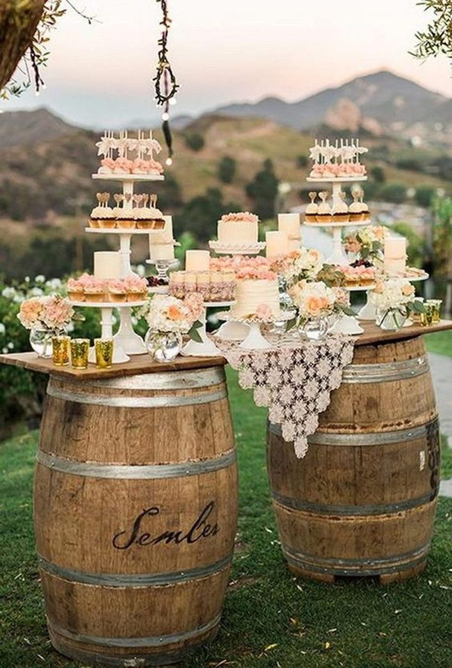 Weathered Wine Barrel Displays