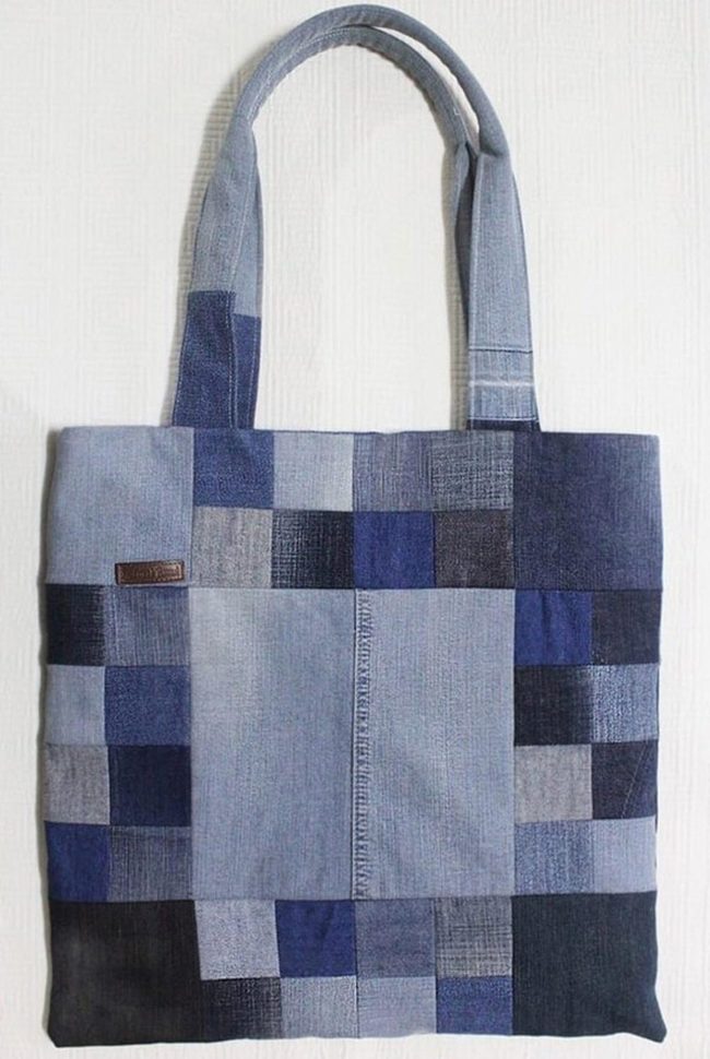 Patchwork Denim Tote Bag