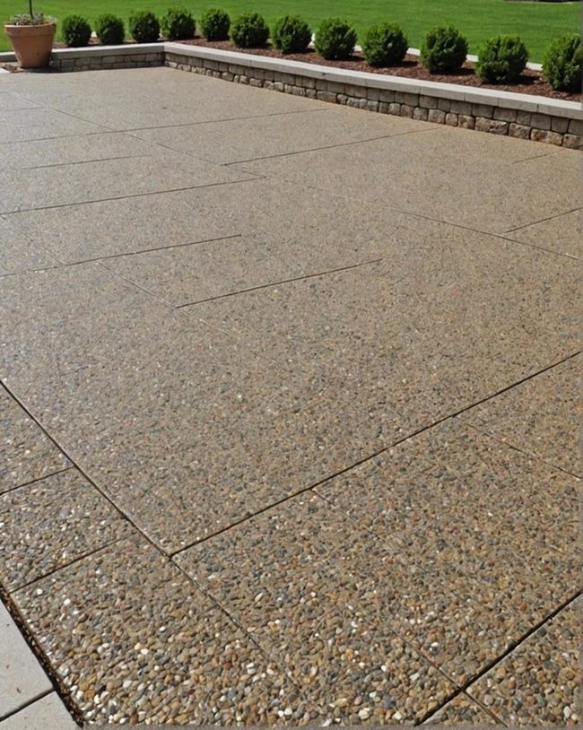 Stone-Flecked Concrete Patio