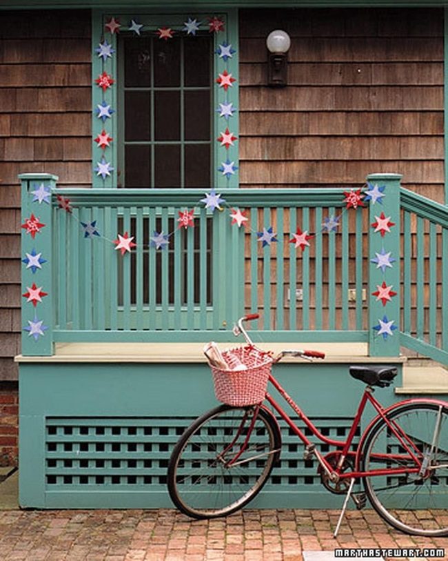 Teal Porch Stars And Brick