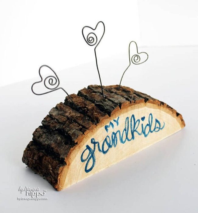 Wooden Slice Photo Stand