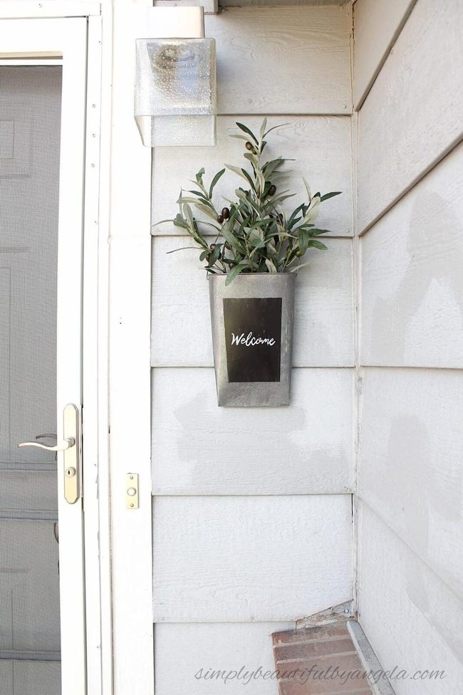 Chalk-Painted Sconce With Eucalyptus