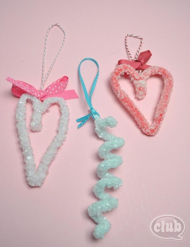 Pink Crystal Heart Ornaments