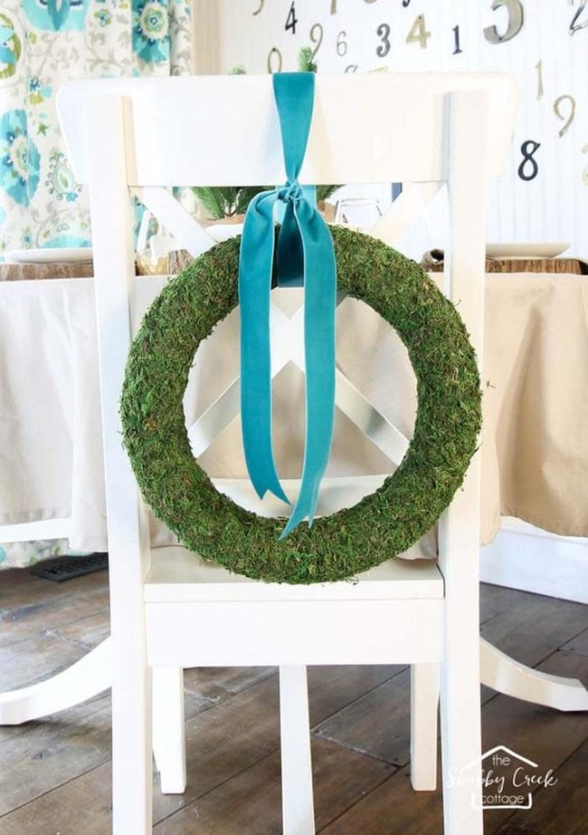 Moss Green With Blue Ribbon
