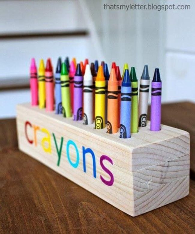 Reclaimed Wood Crayon Organizer