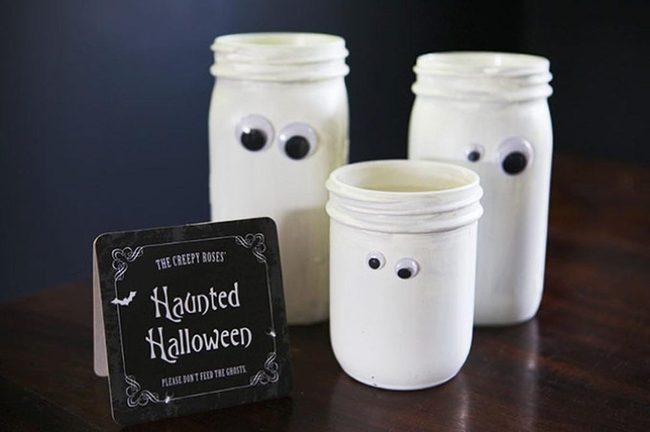 White Ghost Jars On Wood