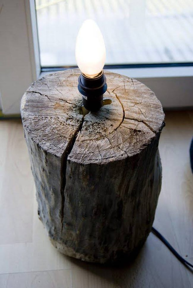 Natural Wood Stump Lamps