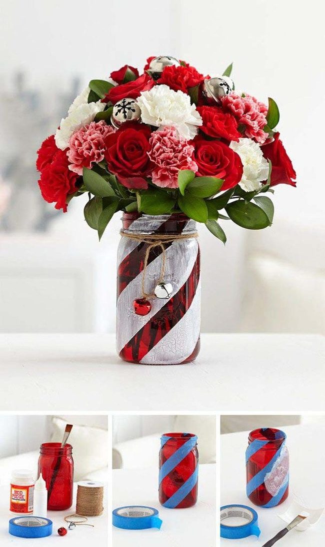 Candy Cane Mason Jar Striped