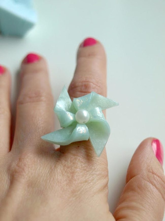Pearl Petals Pale Blue Rings