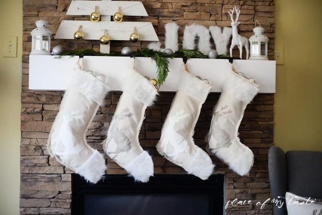 Stone Brick Fireplace With Stockings