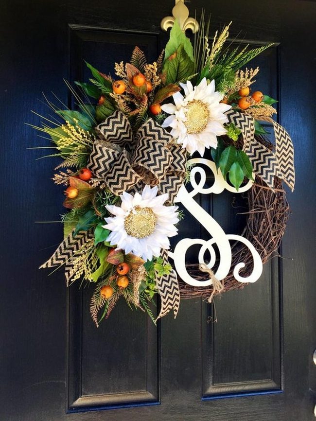 Autumn Blooms Grapevine Wreath