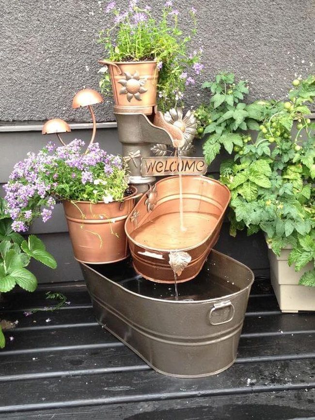 Copper Stacked Fountain Garden