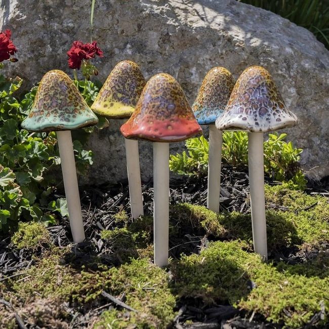 Handmade Ceramic Mushrooms, Six Colors