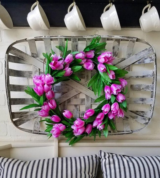 Purple Lavender Burlap Basket