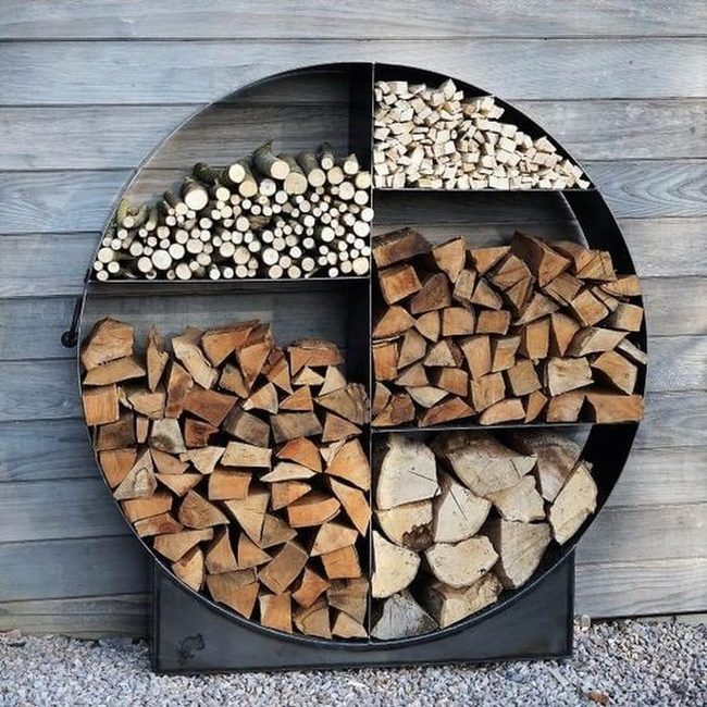 Circular Black Metal Firewood Rack