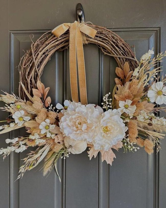 Cream Peonies And Golden Wheat
