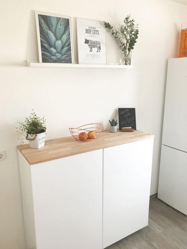White Cabinets, Natural Wood Warmth