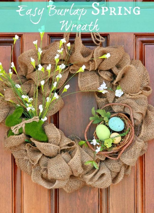 Burlap Spring Wreath Natural Textures
