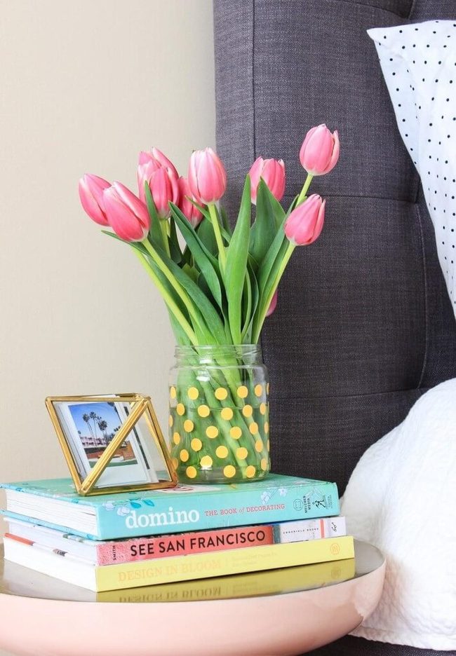 Yellow Polka Dot Flower Vases