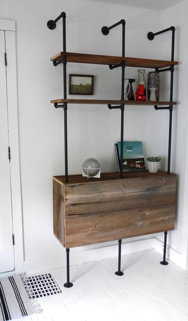 Weathered Wood Industrial Shelving
