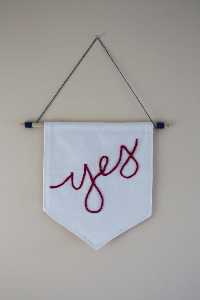 Red Script On White Linen